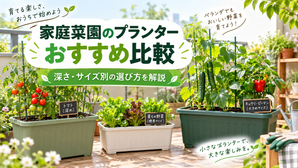 家庭菜園向けプランターを深さ・サイズ別に比較したおすすめ紹介イメージ